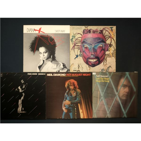 5 VINYL RECORD LOT – ROCK, POP & JAZZ / DIANA ROSS, NEIL DIAMOND / 1970s–1980s / V