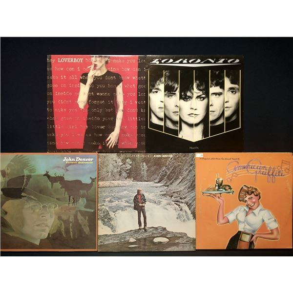5 VINYL RECORD LOT – ROCK & SOUNDTRACK / LOVERBOY, JOHN DENVER / 1970s–1980s / CLA