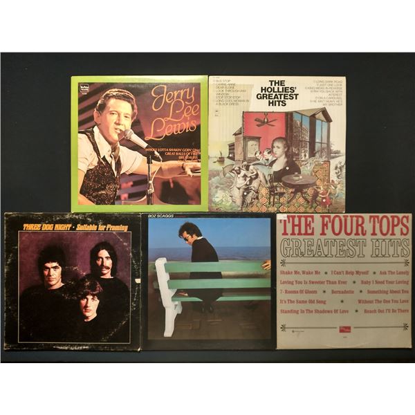 5 VINYL RECORD LOT – ROCK & SOUL / JERRY LEE LEWIS, FOUR TOPS / 1960s–1970s / CLAS