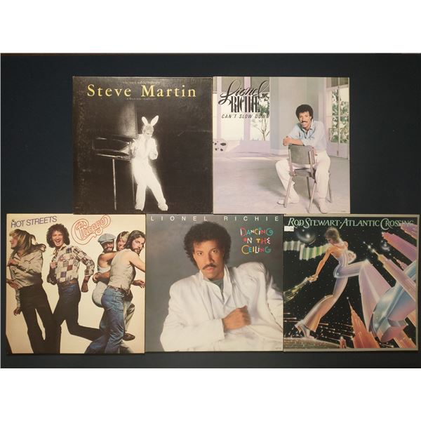5 VINYL RECORD LOT – ROCK & POP / LIONEL RICHIE, ROD STEWART / 1970s–1980s / MAINS