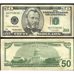 1996 $50 US Federal Reserve New York Star Note Crisp Unc (CUR-06240)