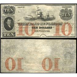1840 Connecticut Union Bank Crisp Unc $10 Note RARE (CUR-06248)