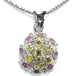17.33ct Deluxe Real Aaa Yellow Sapphire Ruby Sterling Pendant (JEW-1554)