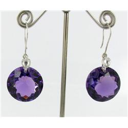 57.00ct Exquisite Earrings Round Cut Purple Amethyst  (JEW-1579)