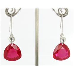 38.75ct Sumptuous Earrings Trillion Cut Top Red Topaz  (JEW-1592)
