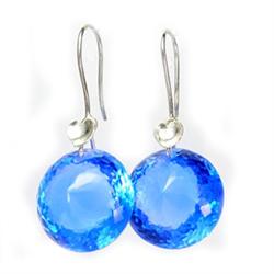 61.35ct Noble Gold Vermeil Earrings Briolette Cut Swiss Blue Topaz (JEW-1616)