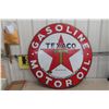 Image 1 : Texaco Gasoline Motor Oil Porcelain Sign, 40" Diameter, Green T