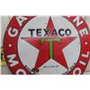 Image 2 : Texaco Gasoline Motor Oil Porcelain Sign, 40" Diameter, Green T