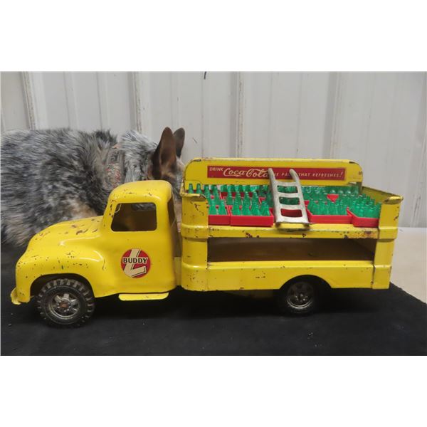 Buddy L Coca-Cola Delivery Truck, 1950s, 14 1/2" Long, 22 Coca-Cola Cases And Dolly