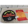 Image 1 : Shell Automotive Lubrication Chart, 1936–1941, Metal Tire Insert Advertising Gulf Deluxe, 15 1/2" D