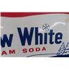 Image 3 : Snow White Cream Soda Metal Tin Embossed Sign, 14 1/2" x 29 1/2", 1967 Barker Sign Co.