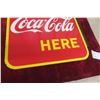 Image 11 : Iced Coca-Cola Here Porcelain Flange Sign, 2-Sided, 19" x 18", 1949 P+M Sign Co.