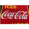 Image 2 : Iced Coca-Cola Here Porcelain Flange Sign, 2-Sided, 19" x 18", 1949 P+M Sign Co.