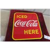 Image 7 : Iced Coca-Cola Here Porcelain Flange Sign, 2-Sided, 19" x 18", 1949 P+M Sign Co.