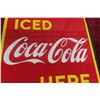 Image 8 : Iced Coca-Cola Here Porcelain Flange Sign, 2-Sided, 19" x 18", 1949 P+M Sign Co.