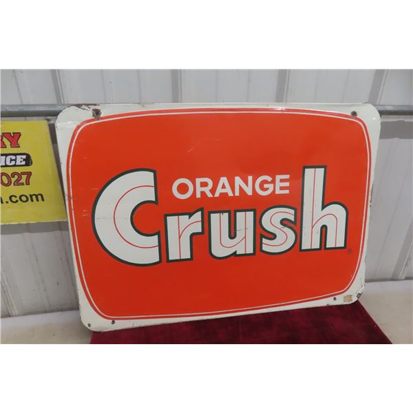 Orange Crush Metal Tin Embossed Sign, 27 1/2" x 19 1/2", 1960s