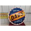 Image 1 : Dad's Root Beer Diecut Metal Tin Bottle Cap Sign, 1950s, 30" Diameter