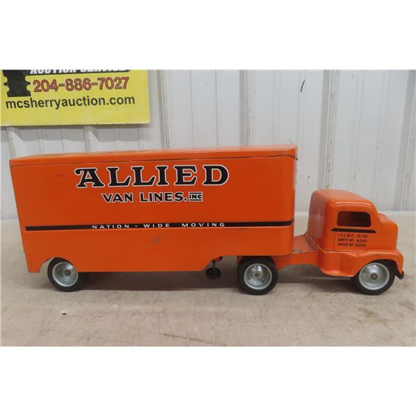 Tonka Allied Van Lines Semi Truck And Trailer, Pressed Steel, 1950s, 22" Long