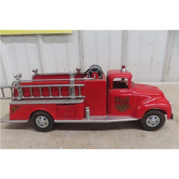 Tonka #5 Fire Pumper Truck, Pressed Steel, 1950s, 17" Long