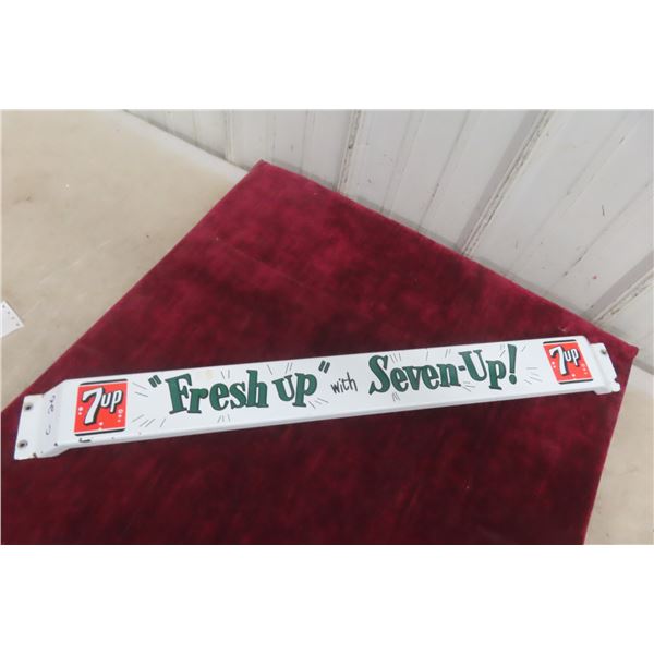 7-Up Fresh Up With 7-Up Porcelain Door Bar, 1957, 3" x 31", P+M