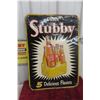 Image 1 : Drink Stubby 5 Delicious Flavors 6-Pack Sign, Metal Tin Embossed, 1940s Or 1950s, 19 1/2" x 29 1/2"