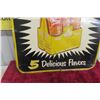 Image 7 : Drink Stubby 5 Delicious Flavors 6-Pack Sign, Metal Tin Embossed, 1940s Or 1950s, 19 1/2" x 29 1/2"