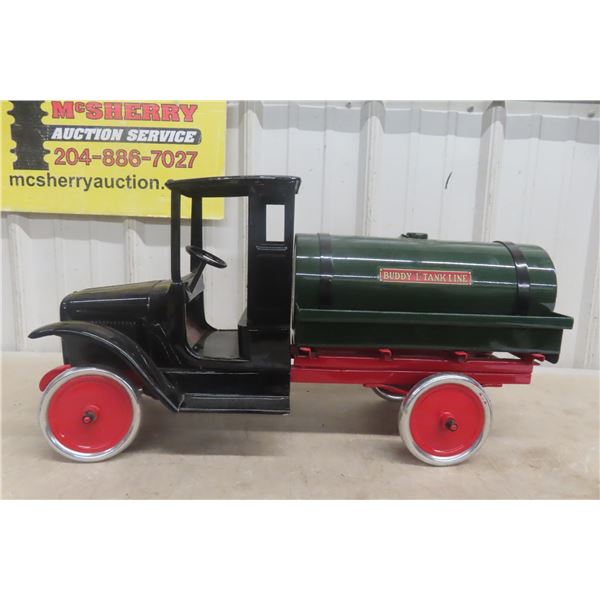 Buddy L Tank Line Pressed Steel Toy Truck, 1920s, Professionally Restored, 25 1/2" Long