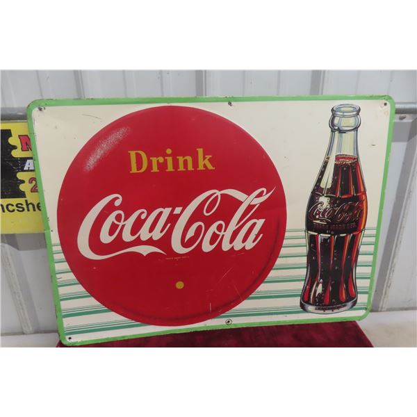 Drink Coca-Cola Metal Tin Sign, 1957, 19" x 27"