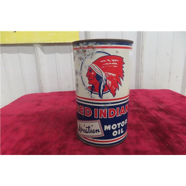 Red Indian Aviation Motor Oil Quart Can