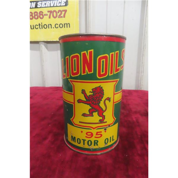 Lion Oil 95 Motor Oil Quart Can, Puncture In Bottom