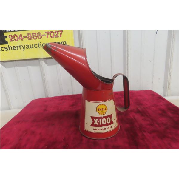 Shell X-100 Motor Oil Quart Oil Jug, Metal