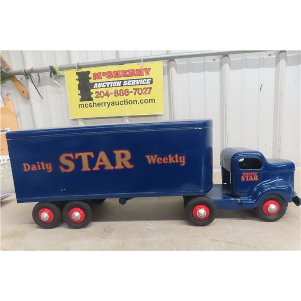 Otaco Minnitoy Daily Star Weekly Pressed Steel Truck And Trailer, 1940s Or 1950s, Professionally Re