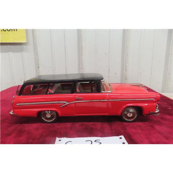 Bandai Tin Friction '56 Ford Station Wagon, 1950s Or 1960s, 12" Long
