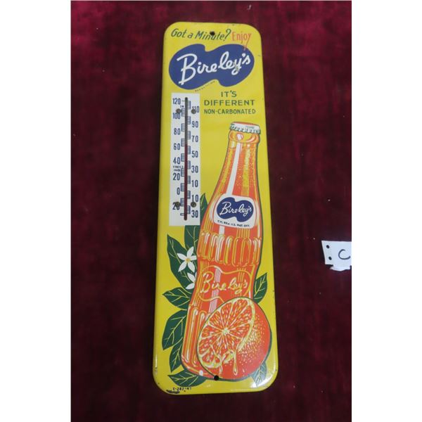 Bireley's Metal Thermometer With Bulb, 1947, 4 1/2" x 15 1/2"