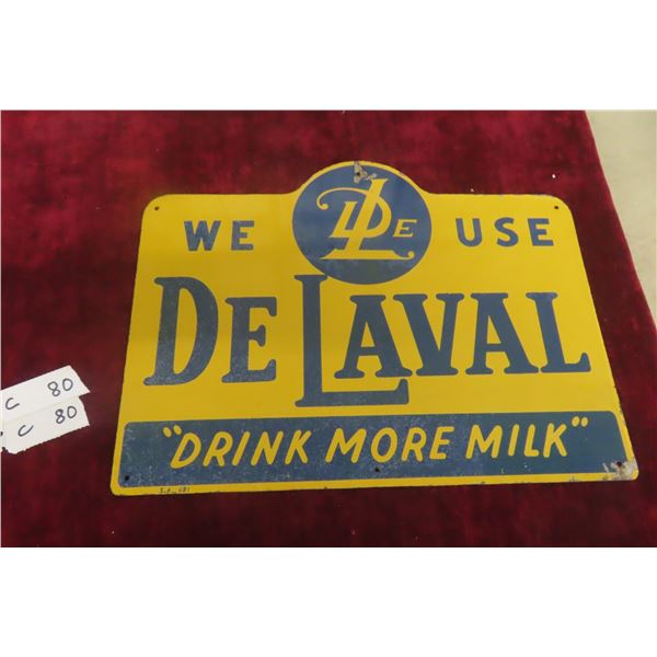 De Laval "Drink More Milk" Metal Sign, 1960s, 12" x 16"