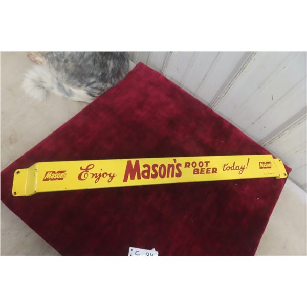 Mason's Root Beer Porcelain Door Bar, 1960s, 3" x 33 1/2"