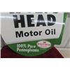 Image 4 : Wolf's Head Motor Oil Porcelain 2-Sided Flange Sign, 22" x 26" Vintage?