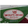 Image 5 : Wolf's Head Motor Oil Porcelain 2-Sided Flange Sign, 22" x 26" Vintage?