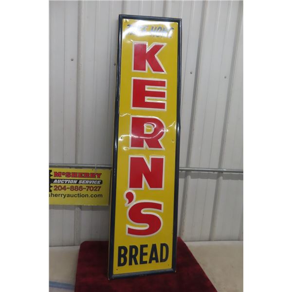 Kern's Bread Metal Tin Embossed Vertical Sign, 1960, 13 1/2" x 53"
