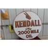 Image 1 : Kendall 2000 Mile Oil Metal 2-Sided Sign, 1950, 36" Diameter