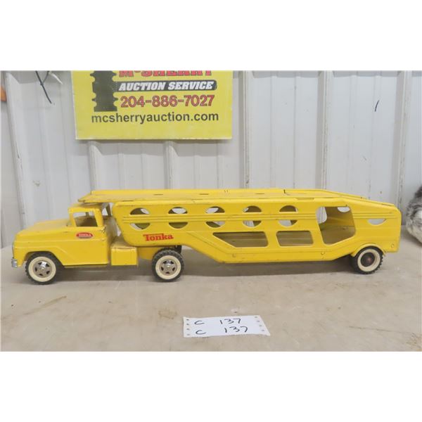 Tonka Car Carrier Pressed Steel, 1960s, 28"
