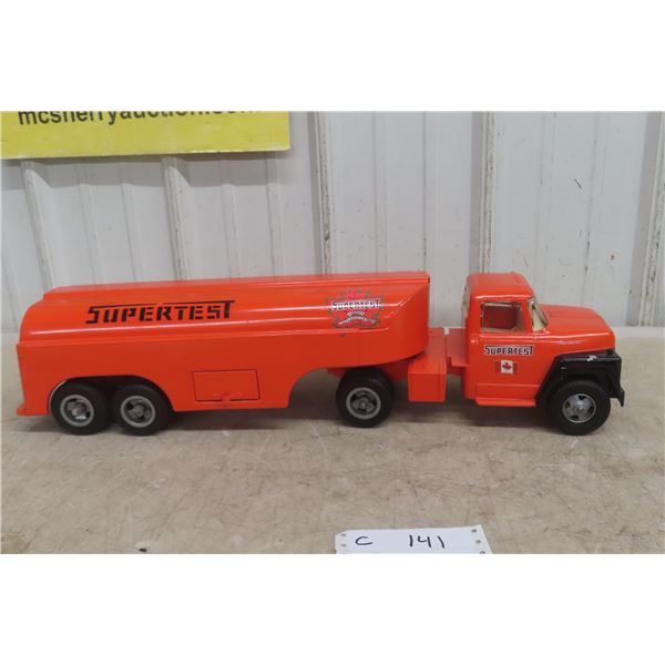 ERTL International Supertest Tanker Truck & Trailer Pressed Steel & Die-Cast, 1960s, 24"