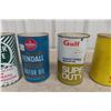 Image 3 : 6 Quart Full Oil Cans: Coop, Shell, Kendall, Quaker State