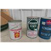 Image 4 : 6 Quart Full Oil Cans: Coop, Shell, Kendall, Quaker State