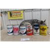 Image 1 : 6 Quart Full Oil Cans: Pennzoil, Veedol, Gulf, Texaco