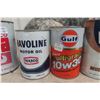 Image 3 : 6 Quart Full Oil Cans: Pennzoil, Veedol, Gulf, Texaco