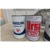 Image 4 : 6 Quart Full Oil Cans: Pennzoil, Veedol, Gulf, Texaco
