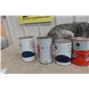 Image 6 : 6 Quart Full Oil Cans: Pennzoil, Veedol, Gulf, Texaco