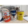 Image 7 : 6 Quart Full Oil Cans: Pennzoil, Veedol, Gulf, Texaco