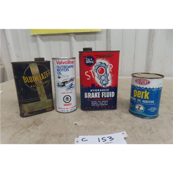 Whiz Brake Fluid, DuPont Perk Marine Oil Additive, Blue Blaze Racing Fuel